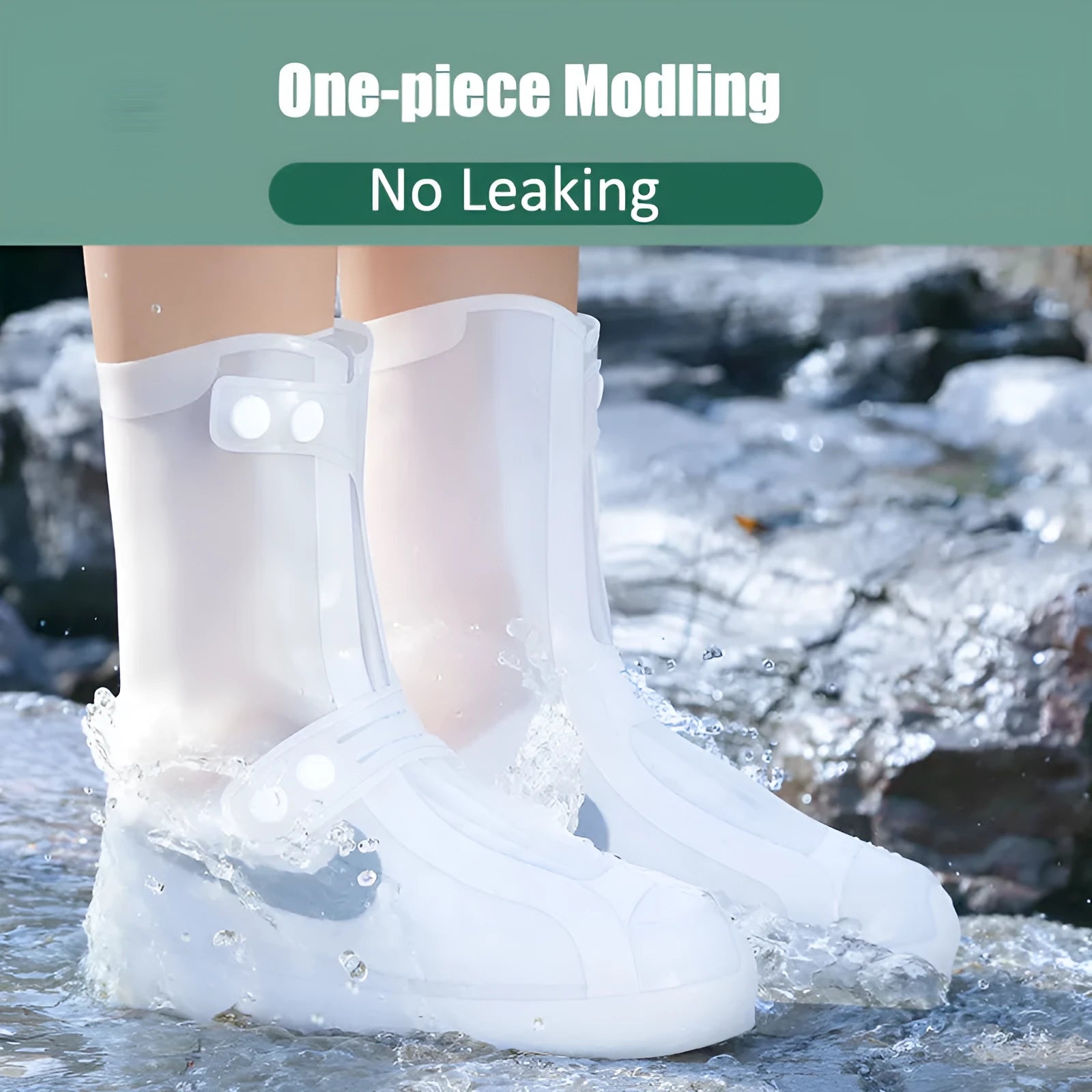 White PVC high top shoe covers for water resistant footwear protection