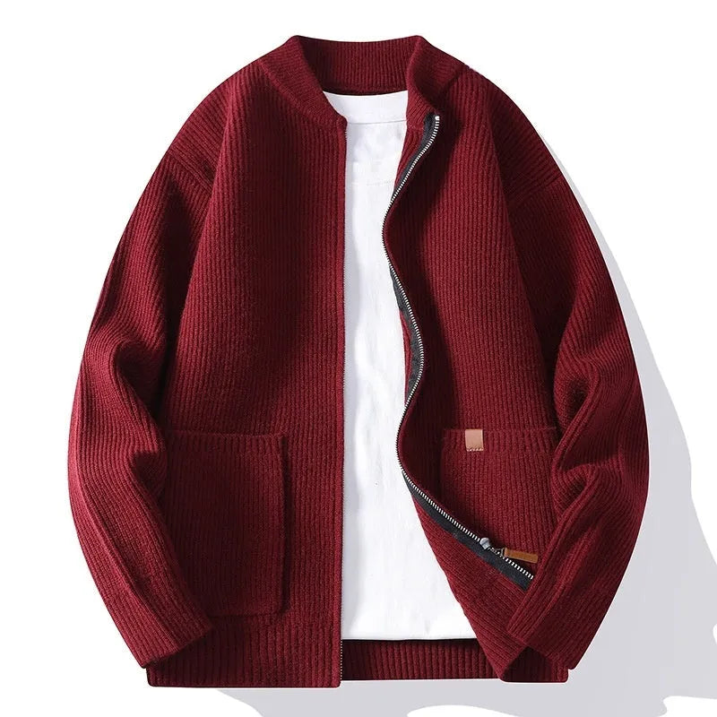 Men's striped cardigan jacket in chemical fibre blend available in multiple colours