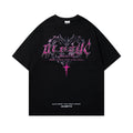 Men's loose fit cotton t-shirt with retro printed design in white colour showing short sleeves and round neck