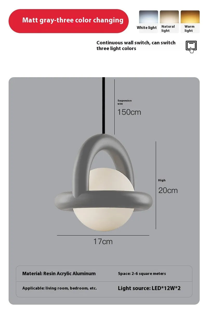 Modern Nordic-style pendant hanging lamp in a matte black finish with warm light.