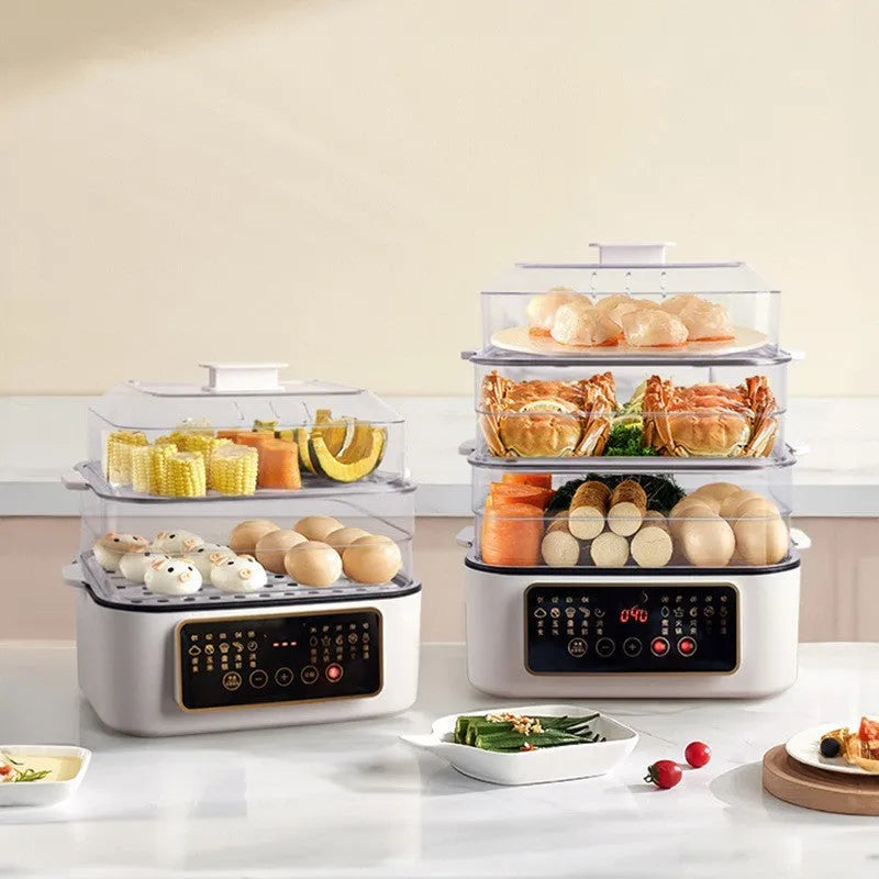 28L stainless steel electric food steamer with steaming rack and PP liner