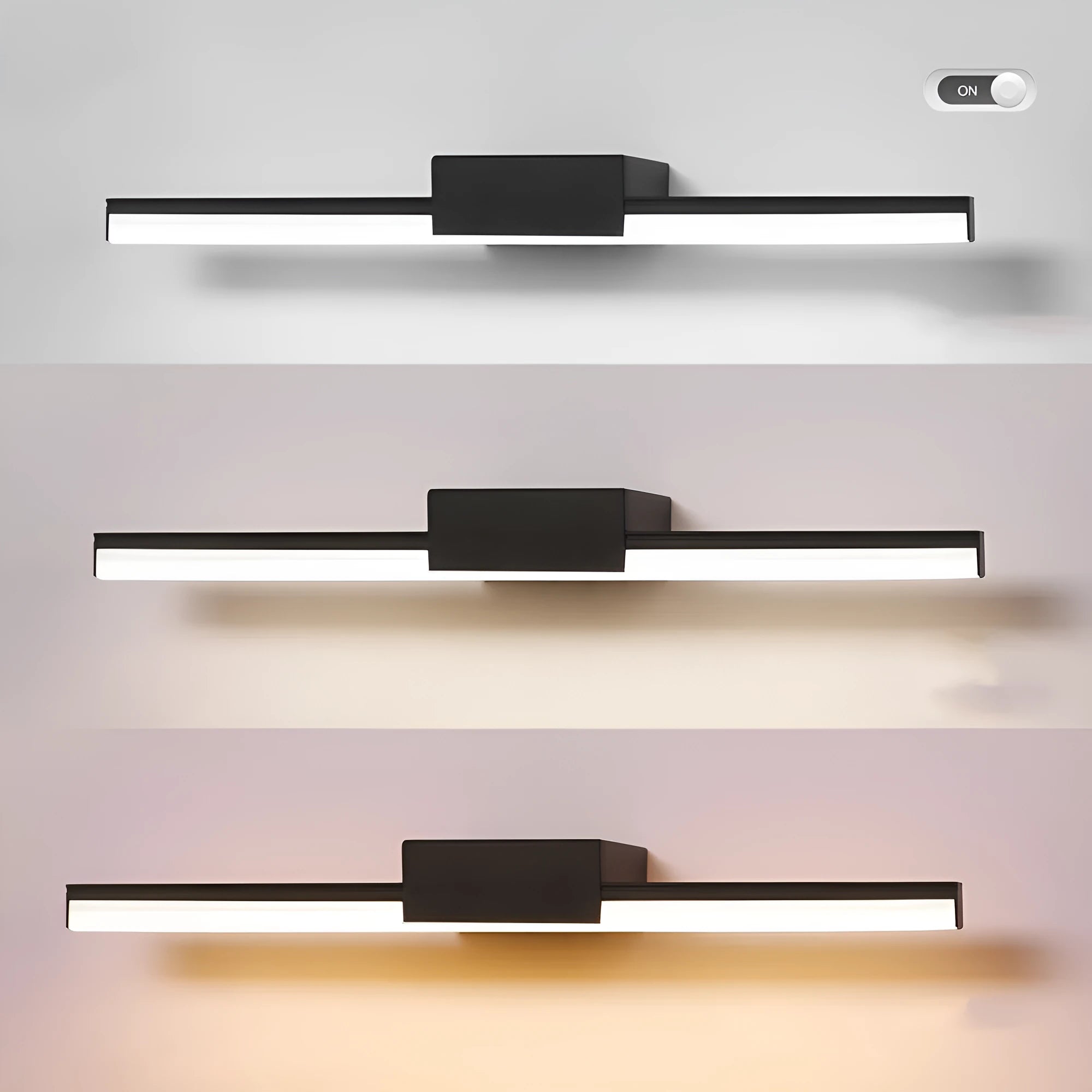 LED mirror headlight for bathroom cabinet, 40-60cm options, black or white, 110mm wall distance