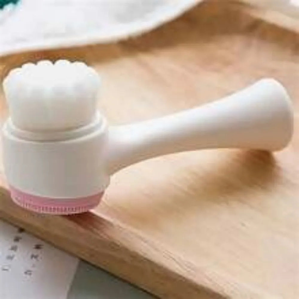 Blue and pink nylon pet paw brush grooming tool for dogs and cats with soft bristles