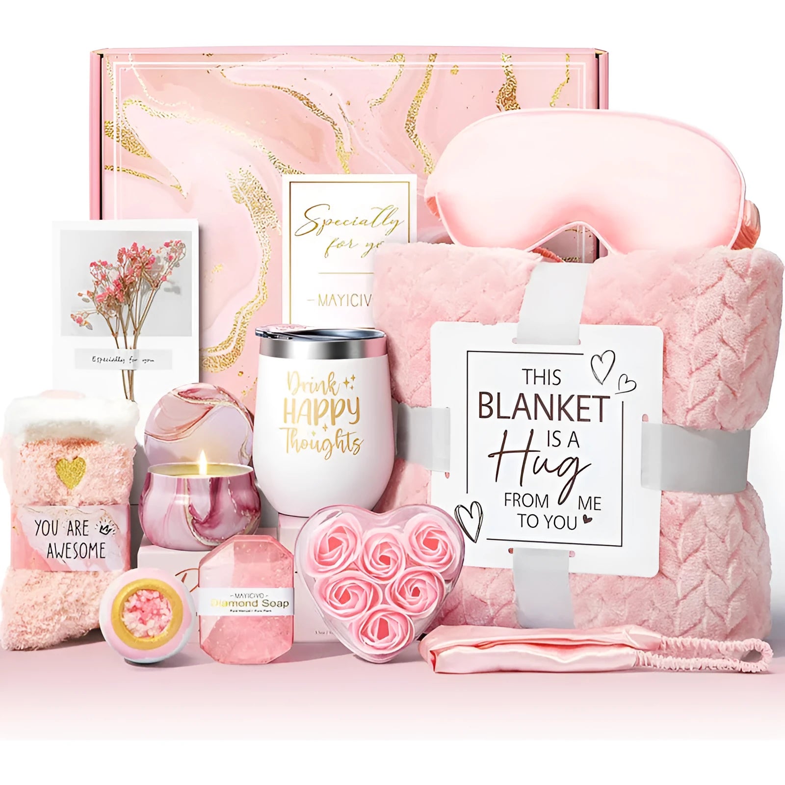 Aromatherapy candle soap bath gift set in a modern simplicity style plastic container.