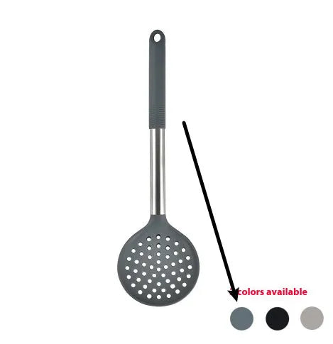 12 piece silicone kitchen utensil set with rotating storage bucket in black, dark grey or khaki colours