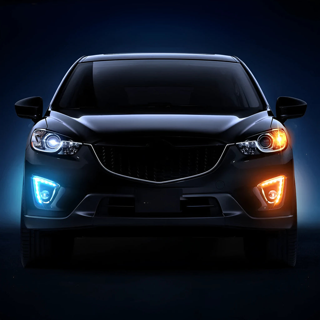 Mazda CX-5 LED daytime running light set with electroplated white housing and 12V bulbs