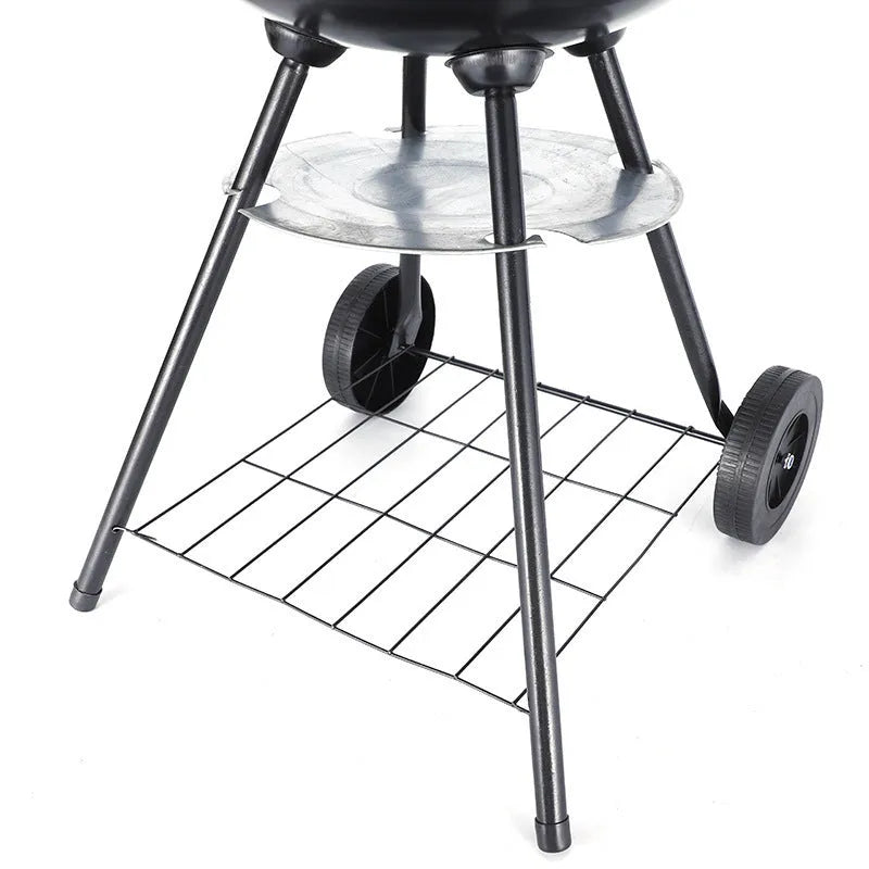 Portable iron barbecue grill oven with 14-inch cooking area for 3-5 people