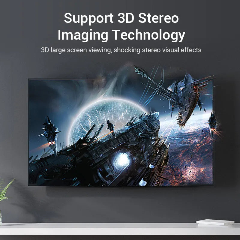 Grey three-in-one-out HDMI switcher with remote control and 4K 30Hz support