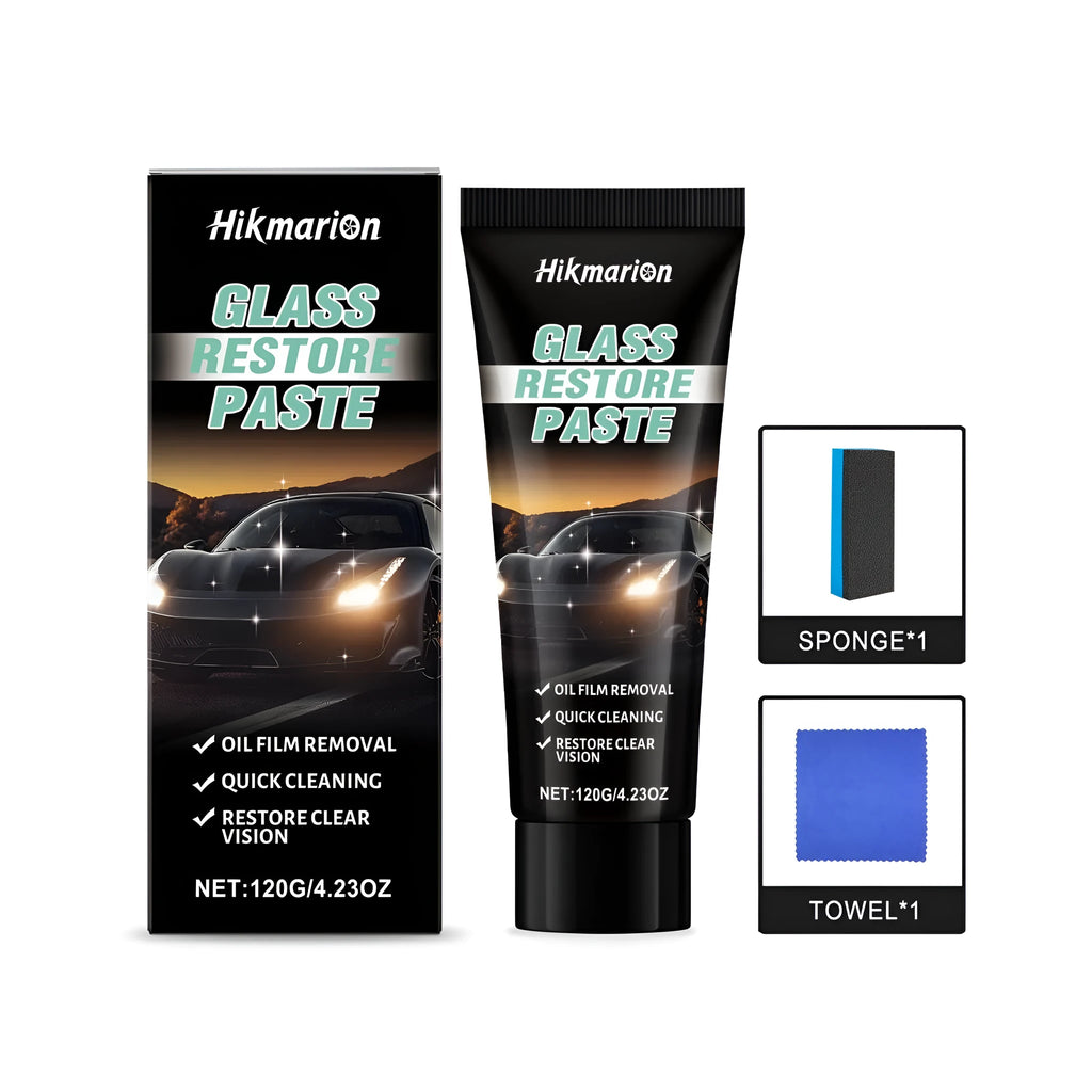 120g Glass Restore Paste tub with sponge and towel for car windshield cleaning and anti-fog