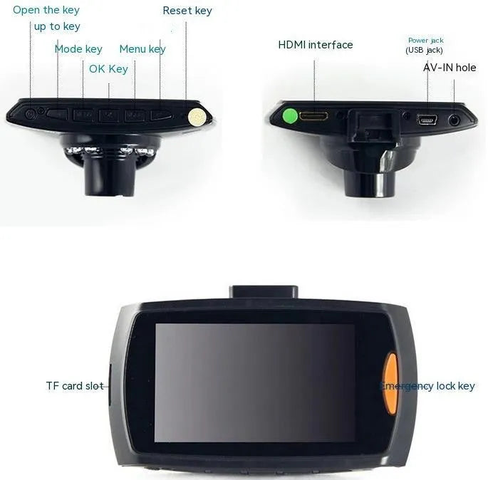 G30 HD car DVR dual camera system with front and rear recording and display screen