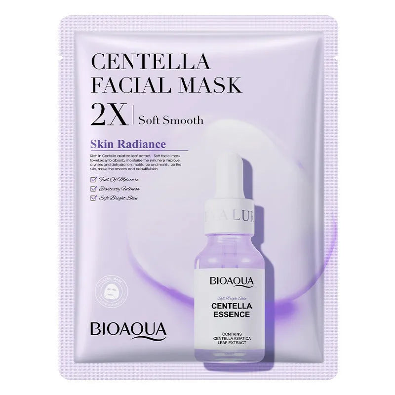 Collagen and Hyaluronic Acid facial sheet mask set with 30g gel formula on white background