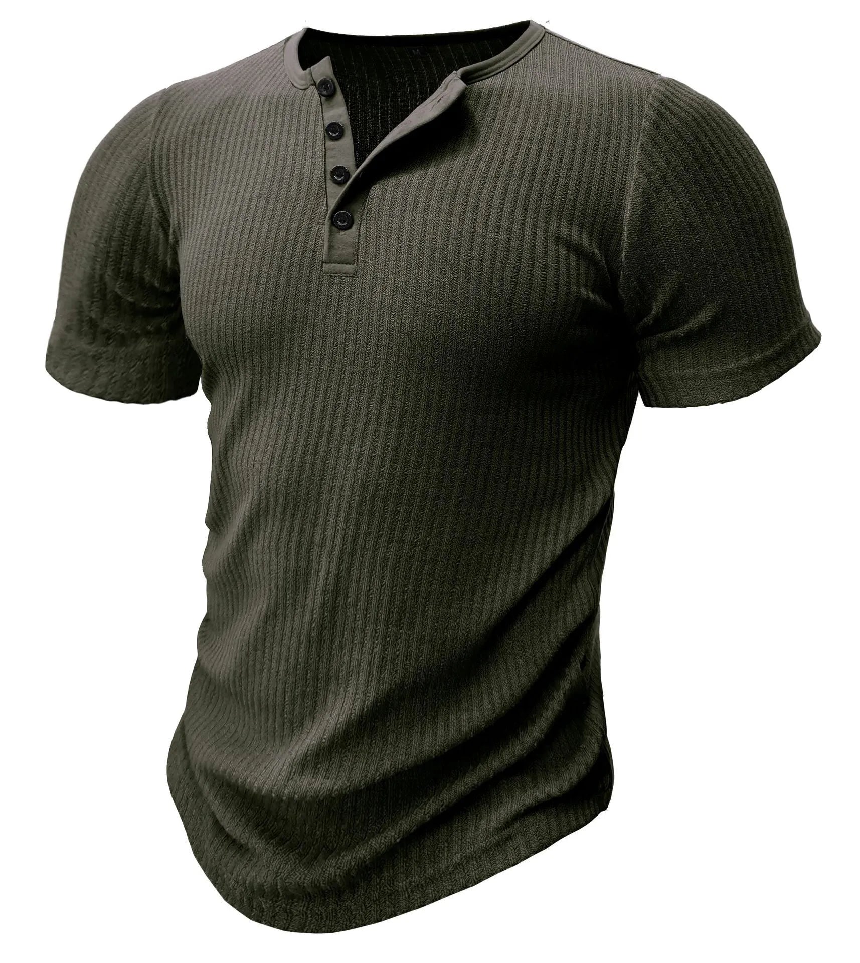 Men's slim fit muscle t-shirt in polyester, shown in army green colour.