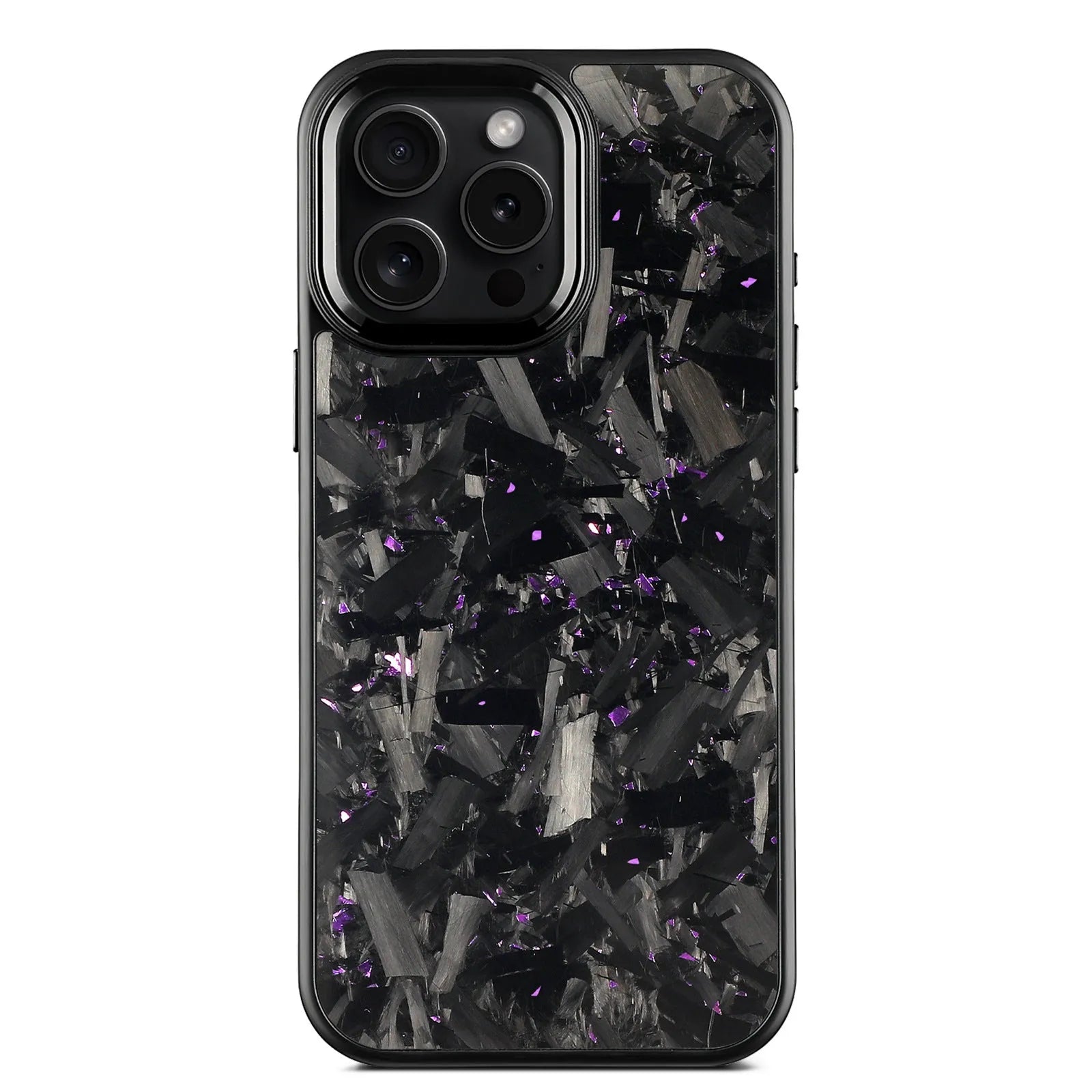 Carbon fibre forged pattern protective phone case in black, all-inclusive design for iPhone models