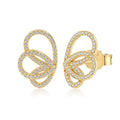 925 sterling silver butterfly stud earrings with diamond accents, Chinese style, electroplated finish, two colour variants