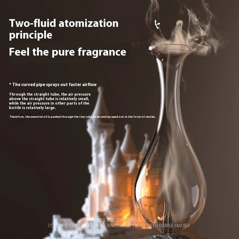 White medieval castle cold fragrance aromatherapy machine with ambient lighting and Type C charging cable