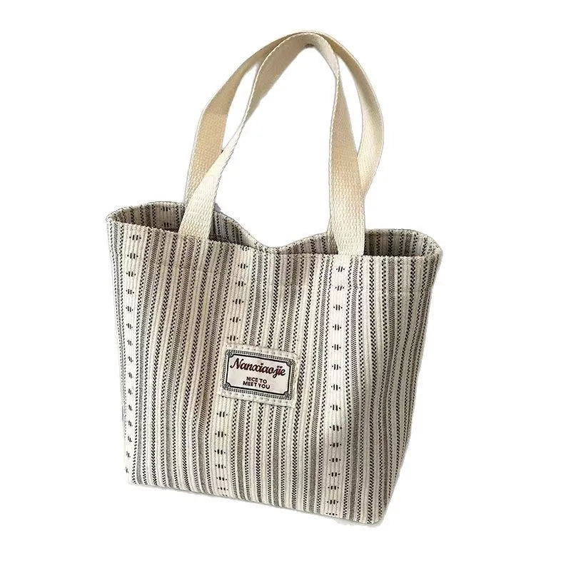 Japanese style corduroy bag in dark brown with large capacity and fresh sweet design