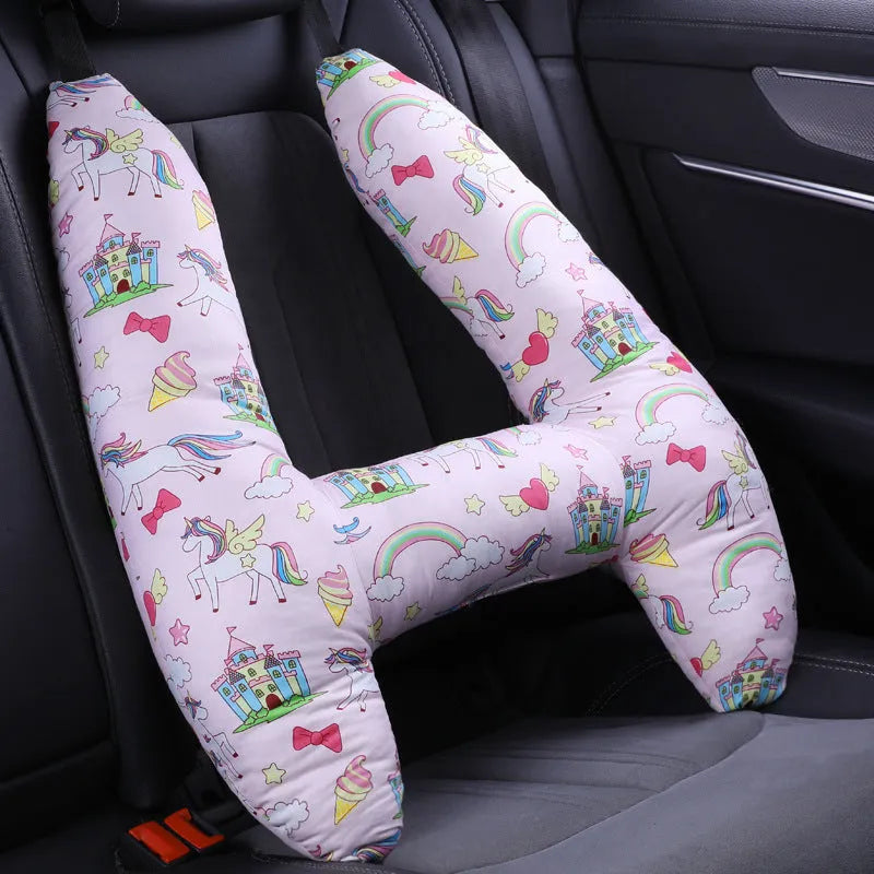 55x70cm car headrest sleeping pillow with pearl cotton filling in child-friendly patterns