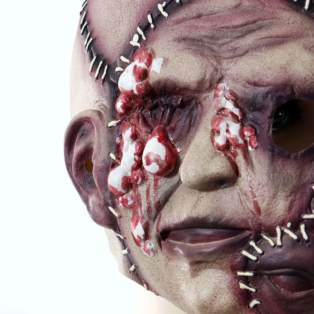 Three-sided grimace horror Halloween mask made from natural latex for adult costume parties