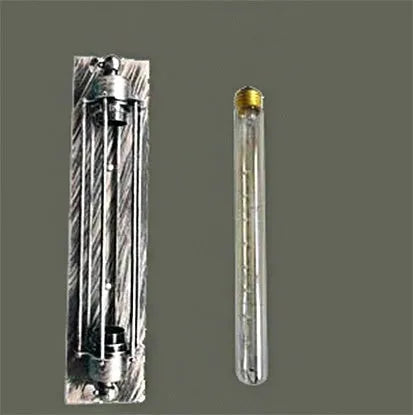 Industrial retro flute iron wall lamp in black finish showing compact 110mm × 470mm dimensions