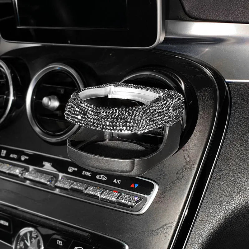 Diamond-decorated car air vent cup holder in white, colour, pink, red, blue, black or green