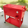 Red outdoor metal insulated trolley with 750ml capacity for picnics.
