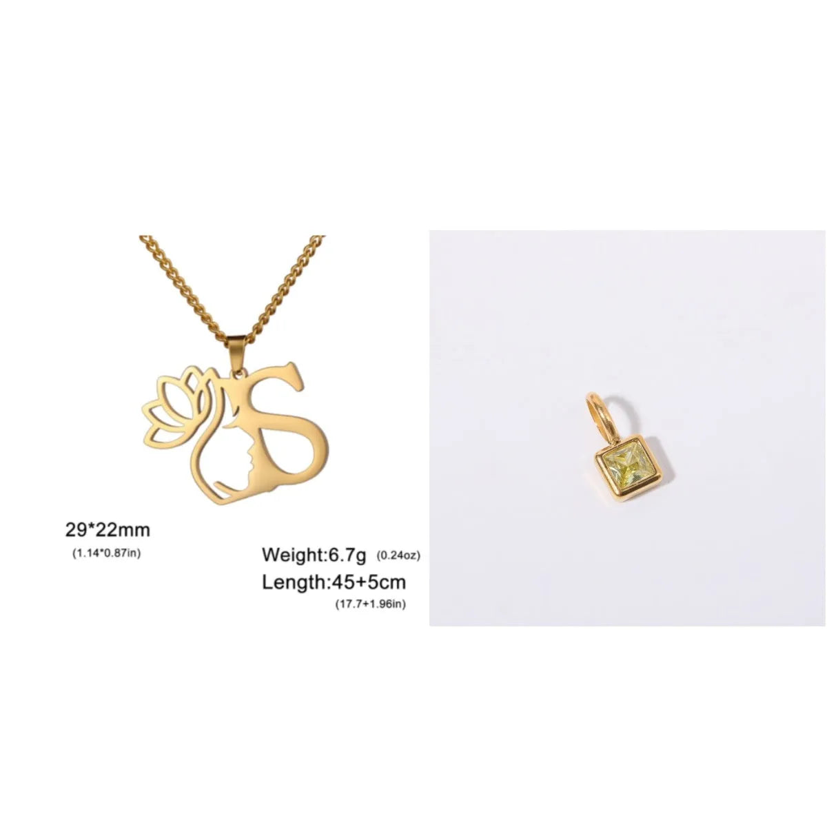 Stainless steel cross chain necklace with pendant in gold or silver electroplated finish