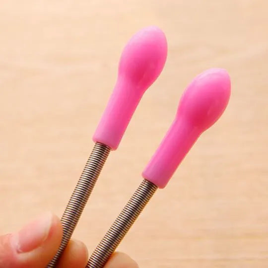 Pink manual spring facial hair removal device for face and lip hair, PP plastic, 19cm length