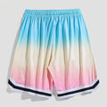 Men's loose casual cropped trousers in gradient pink, available in sizes up to 5XL.
