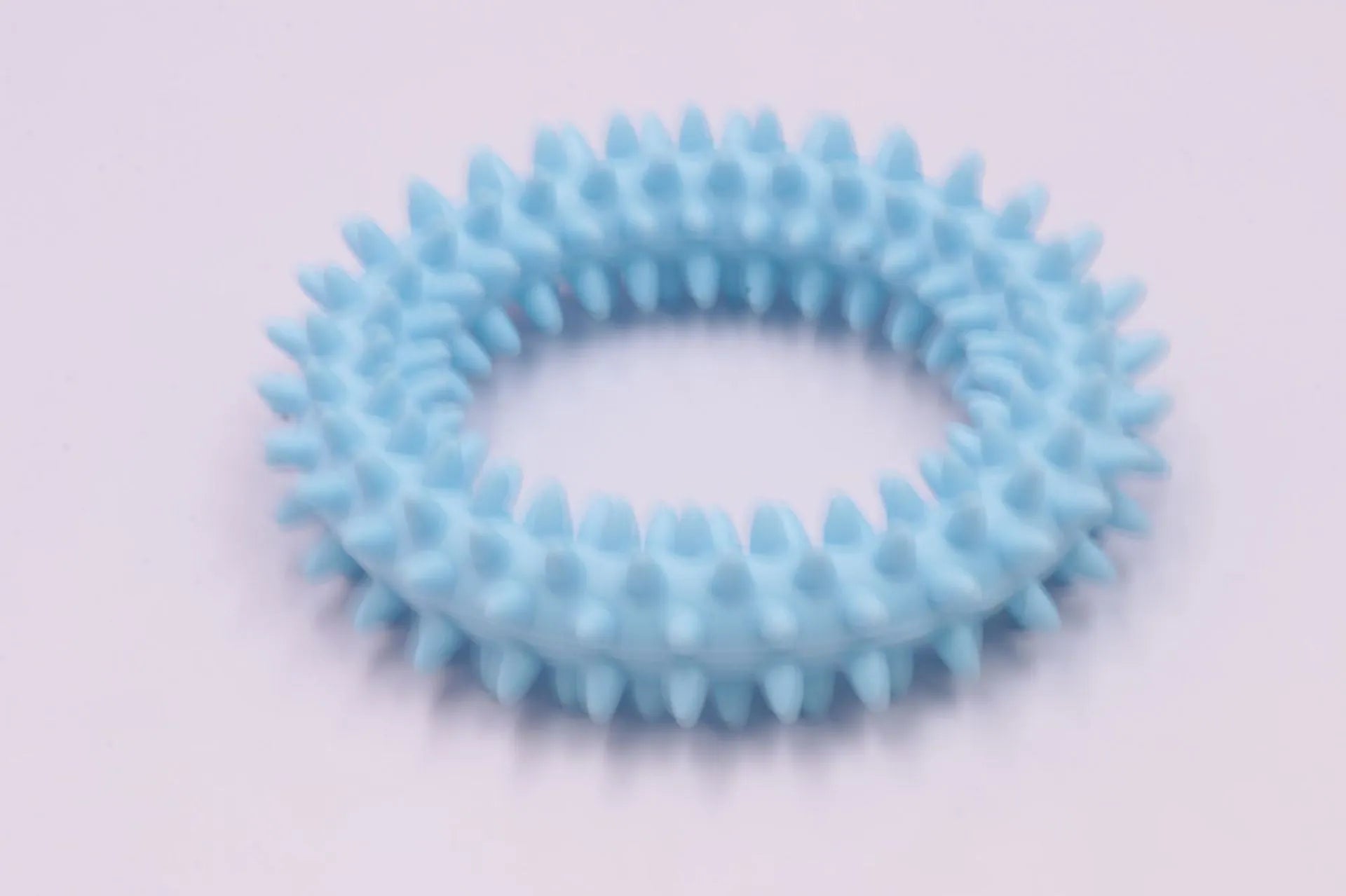 Blue TPR spiky ring dog chew toy for dental cleaning and bite training