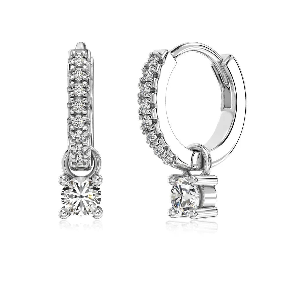 Round zirconium stud earrings in 925 silver with gold electroplated finish on woman