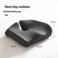 Memory foam office chair cushion measuring 36x40x11cm in dark grey with solid colour polyester cover.