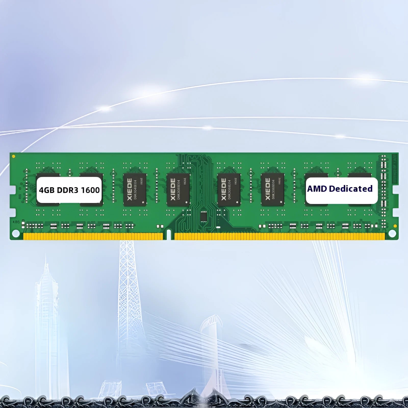 Single 4GB DDR3 1600MHz desktop memory module with 240 gold pins.