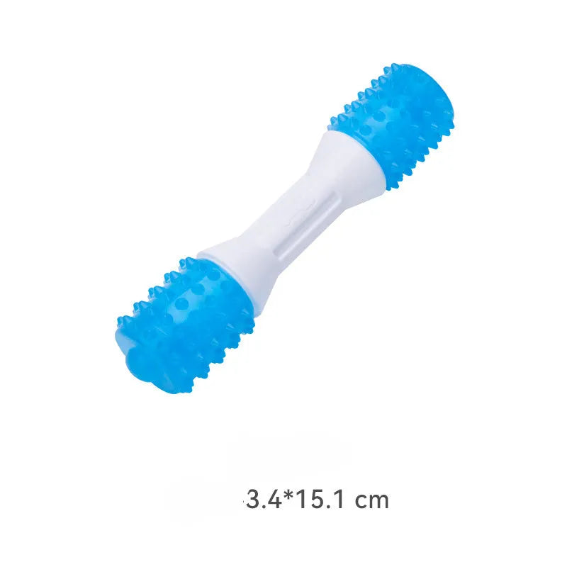 Dual-colour puppy teething chew toy made of TPR rubber for dental health and teething relief