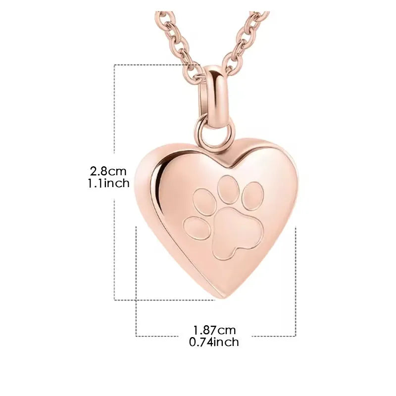 Simple openable heart casket necklace in titanium steel, shown on a chain.