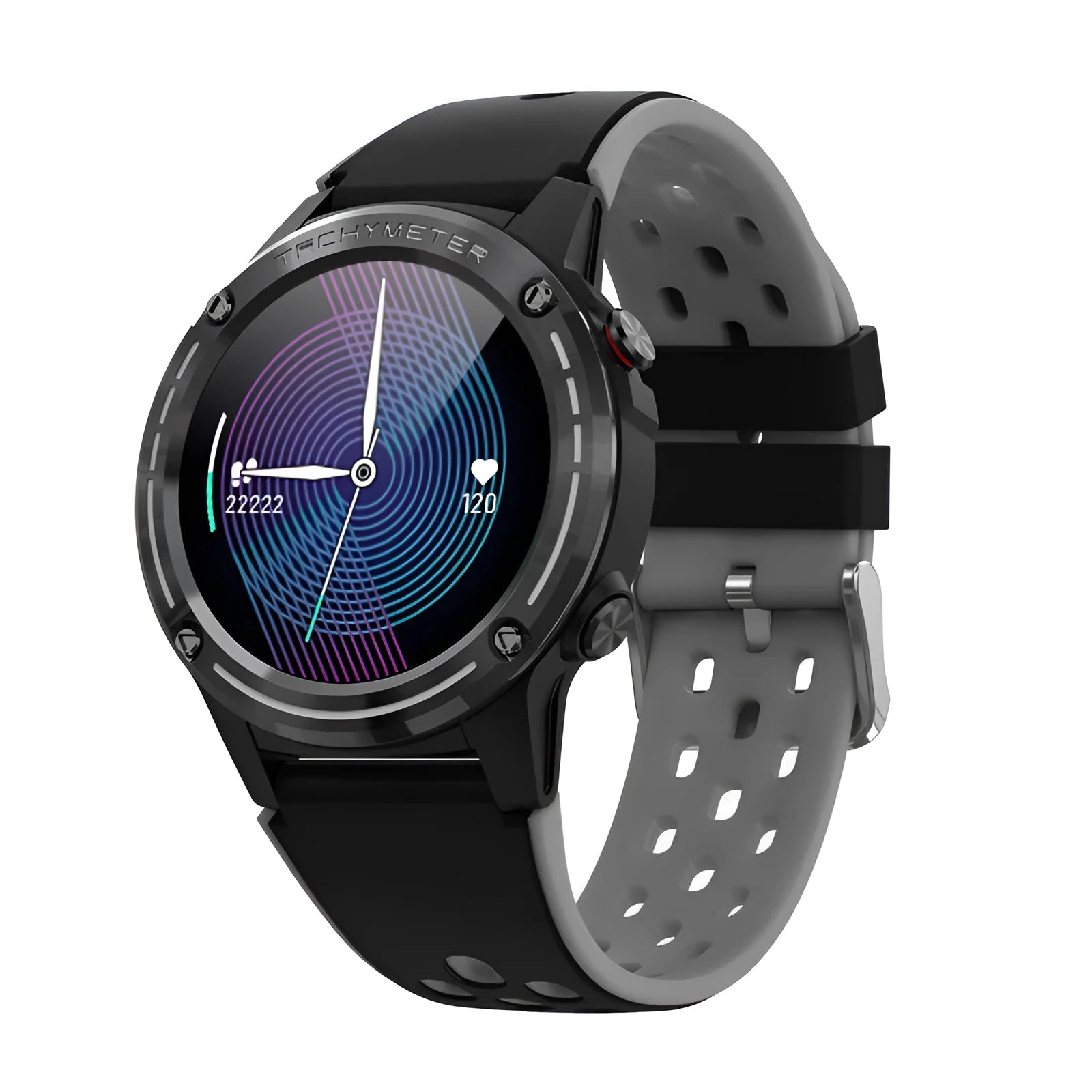 Blue outdoor sports smart watch with 1.3-inch screen and silicone wristband on a wrist.