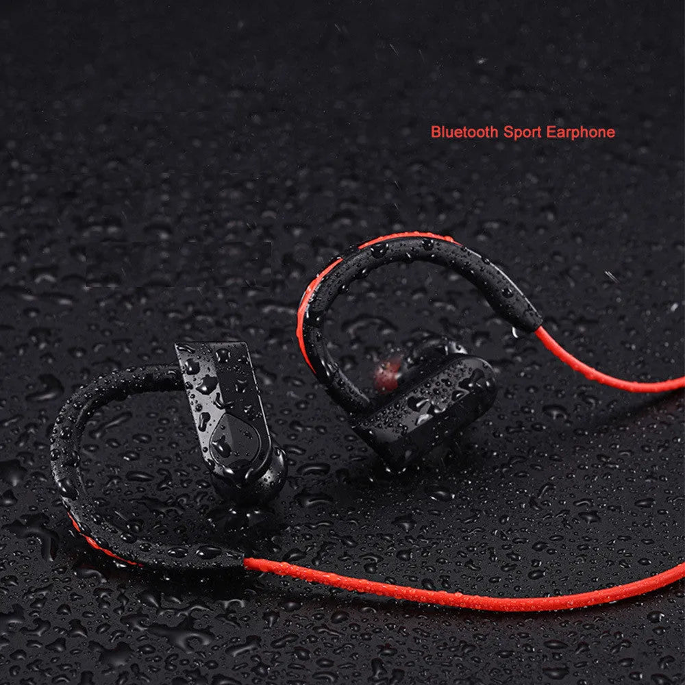 Wireless neck mounted Bluetooth earphones in black colour showing earpieces and neckband