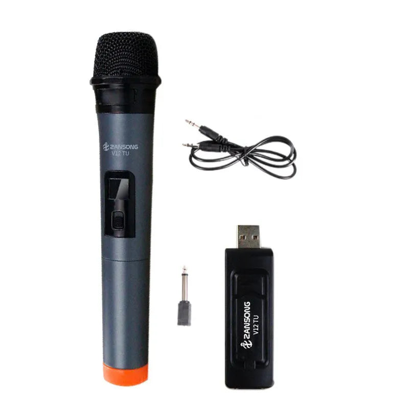 Black ZANSONG V12 wired dynamic handheld microphone with USB receiver and accessories