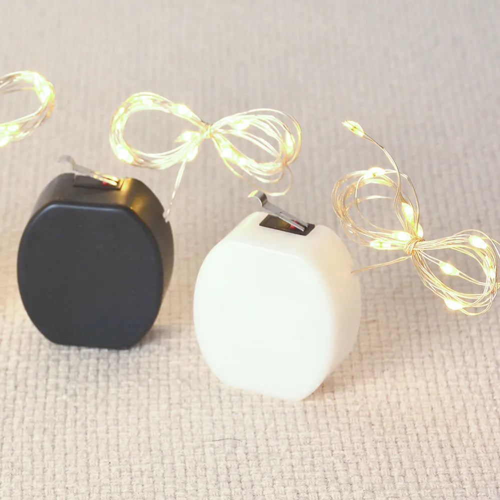 LED copper wire string light 2m 20 lights warm white battery box plastic shell IP44 indoor decoration