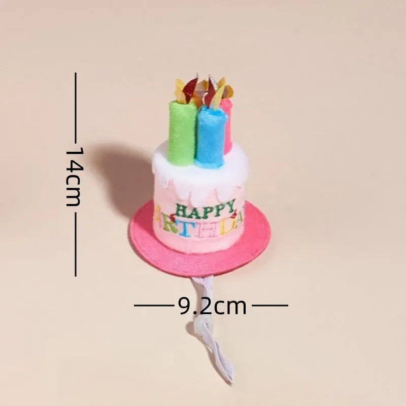 Printed polyester dog birthday hat and drool towel set in blue with creative triangular binder design
