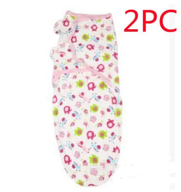 Cotton baby anti-startle swaddle wrap in blue with cartoon print, size 62x28 cm