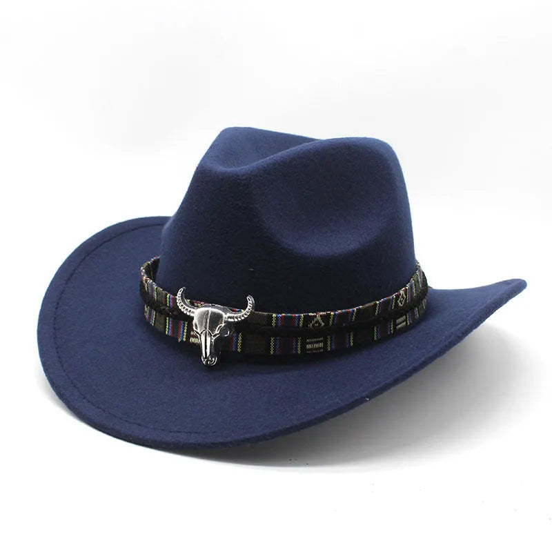 A Western-style bell crown cowboy hat on a stand, shown in an army green colour.