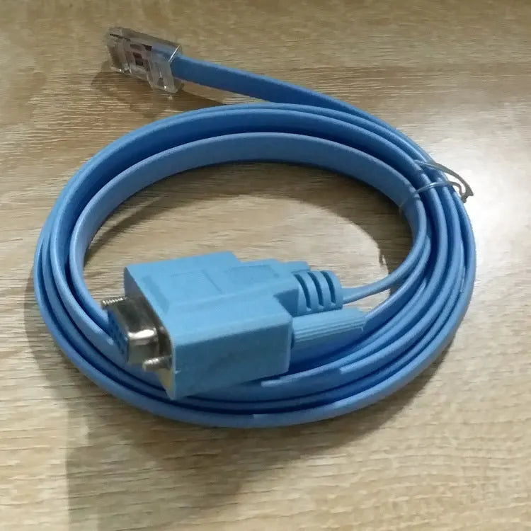 RJ45 to DB9 RS232 serial console cable, 1.5 metres, flat copper wire, sky blue