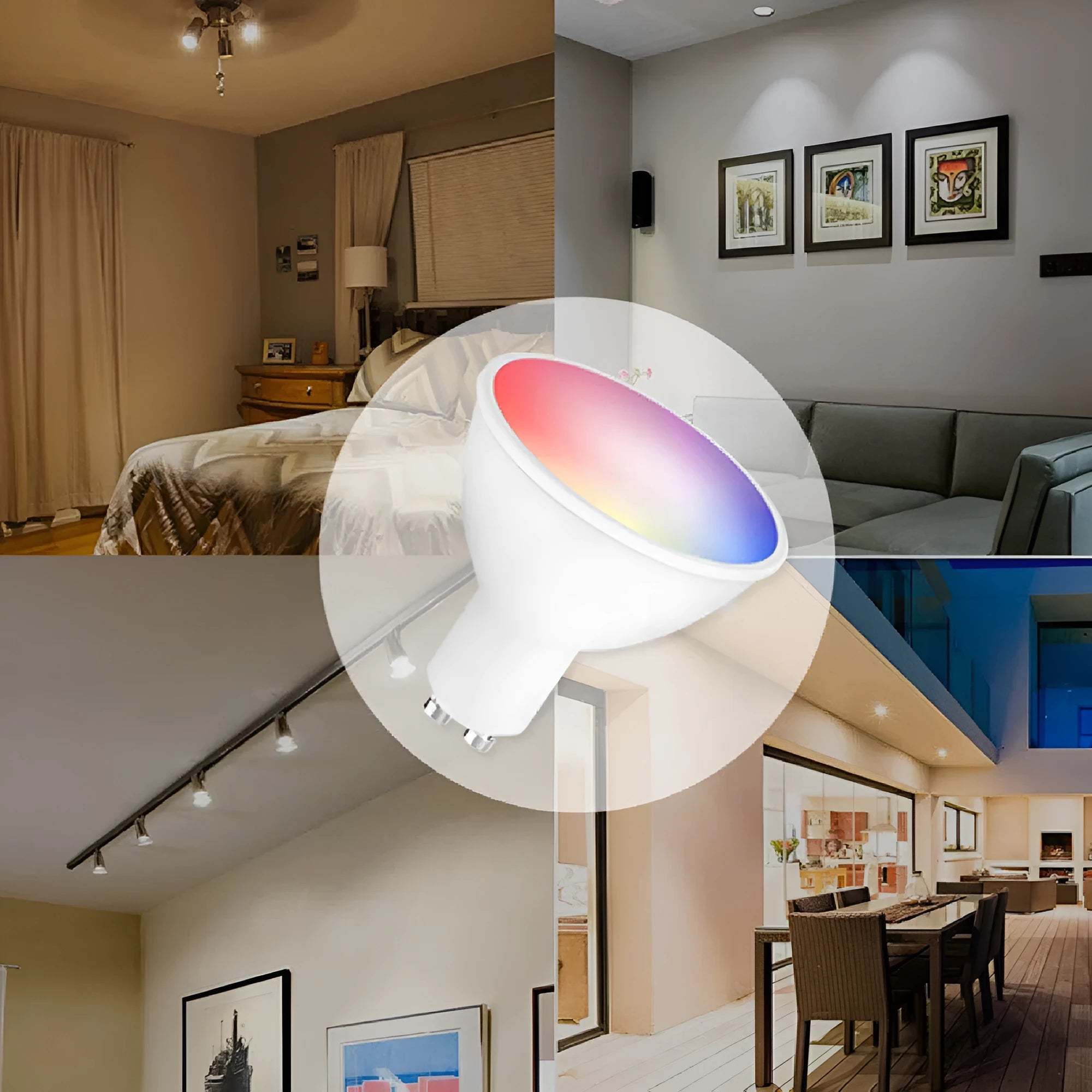 Smart RGBCCT GU10 LED spotlight with WiFi control and colour changing capability