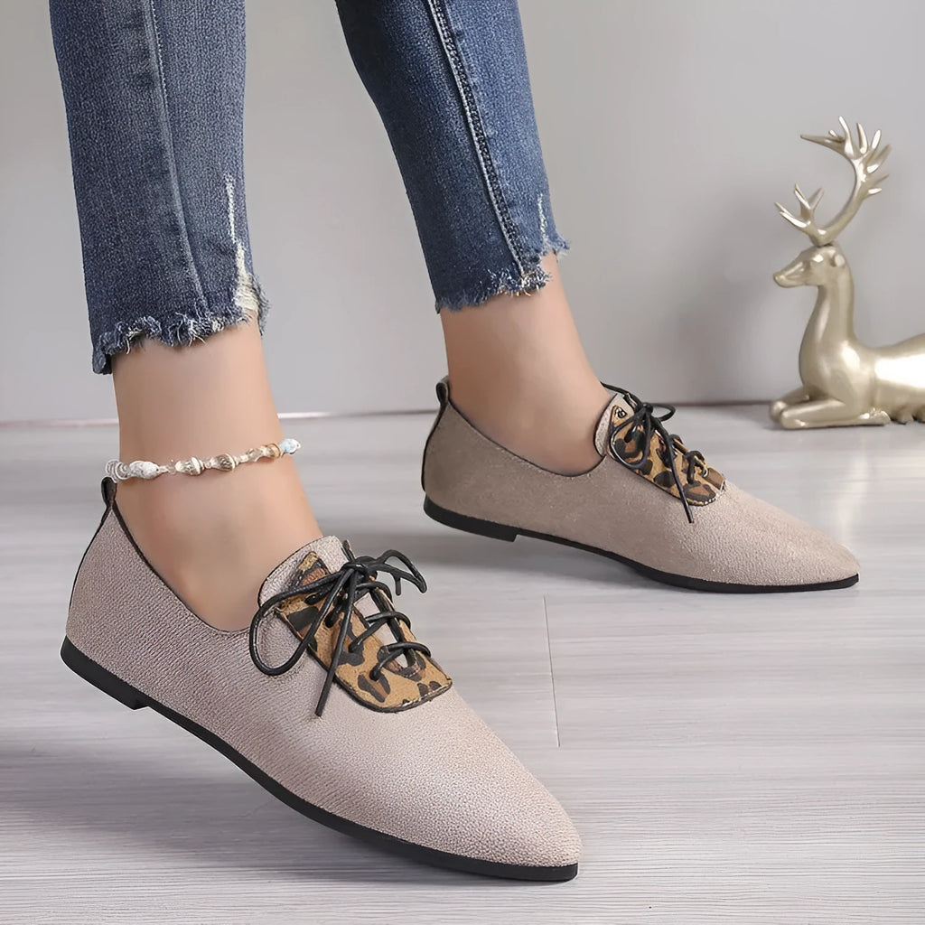 Beige leopard print pointed toe pumps for women in plus sizes 36 to 43 with artificial PU upper