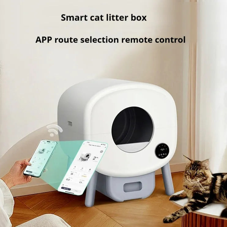Automatic cat litter box with ABS plastic construction and 13L waste storage capacity