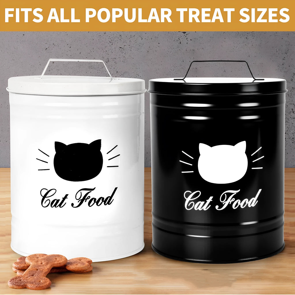 Round black metal storage tin with fitted lid showing moisture-proof seal for pantry organisation