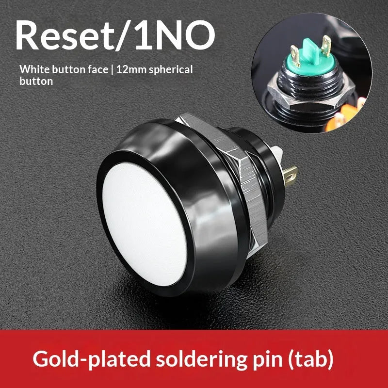 12mm spherical head self-resetting push button switch with silver-plated contacts and waterproof protection