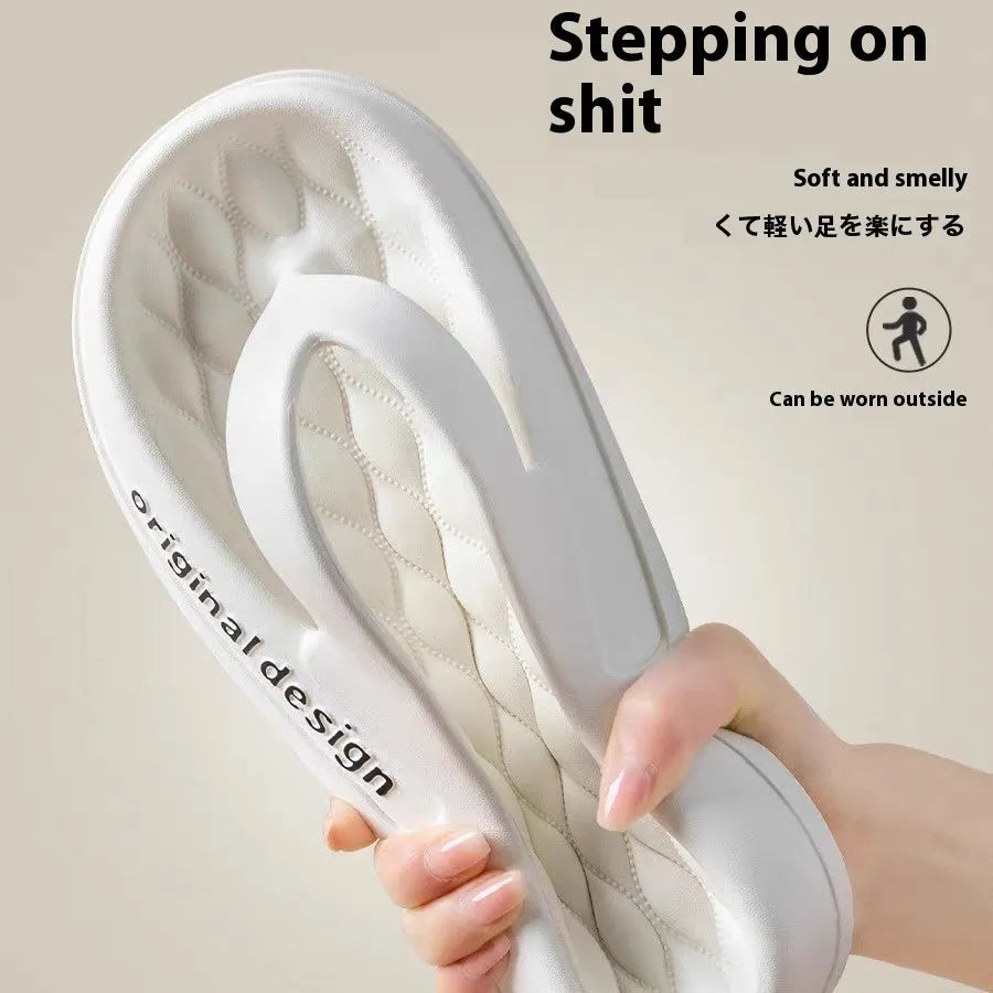 Men's injection-moulded EVA flip flops for the beach, shown in various colours on a size chart.