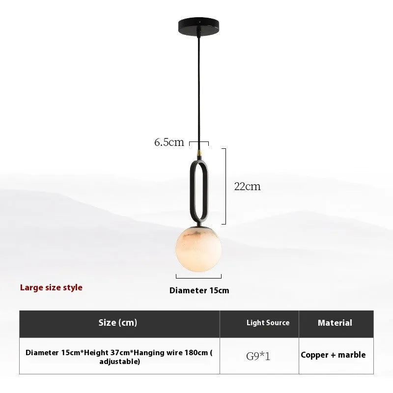 Nordic creative marble and copper wall light in black finish 15cm size for living room