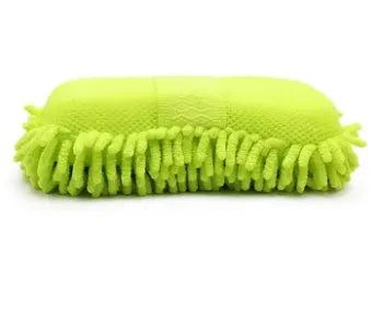 Silver green chenille microfiber car wash sponge measuring 14x25cm